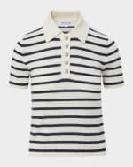 Image 1 of 5: Veronica Beard Brandt Stripe Cashmere Polo Shirt