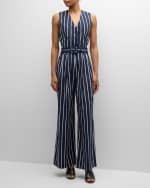 Image 5 of 6: Veronica Beard Maliyah Belted Stripe Pants