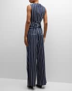 Image 3 of 6: Veronica Beard Maliyah Belted Stripe Pants
