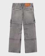 Image 2 of 5: Versace Boy's Washed Grey Cargo Pants, Size 4-6