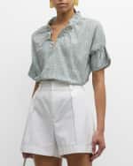 Image 2 of 5: Finley Crosby Ruffle Geometric-Print Top