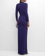 Image 4 of 6: Chiara Boni La Petite Robe Twist-Front Deep V-Neck Column Gown