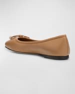 Image 3 of 6: Jimmy Choo Elme Leather Bow Ballerina Flats