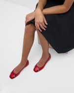 Image 2 of 6: Jimmy Choo Elme Leather Bow Ballerina Flats