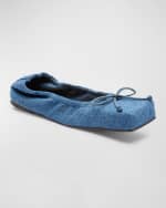 Image 3 of 4: Jacquemus Denim Bow Ballerina Flats