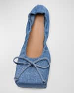 Image 4 of 4: Jacquemus Denim Bow Ballerina Flats
