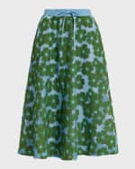 Image 1 of 5: Essentiel Antwerp Feast Two-Tone Floral Embroidered Midi Skirt