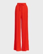 Image 1 of 5: Essentiel Antwerp Frolic Wide-Leg Drawstring Seersucker Pants