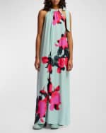Image 2 of 4: Essentiel Antwerp Fotshot Neck-Tie Floral Sleeveless Halter Maxi Dress