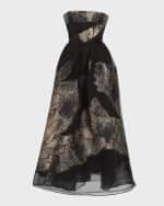 Image 1 of 4: Elie Saab Floral Brocade Strapless Gown