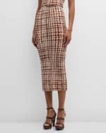 Image 2 of 6: DOROTHEE SCHUMACHER Checked Statement Smocked Pencil Skirt