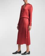 Image 4 of 4: Vince Draped D-Ring Midi Wrap Skirt