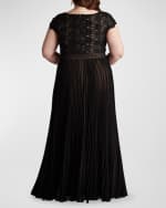 Image 3 of 5: Tadashi Shoji Plus Size Sequin Lace & Pleated Chiffon Gown