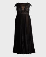 Image 1 of 5: Tadashi Shoji Plus Size Sequin Lace & Pleated Chiffon Gown