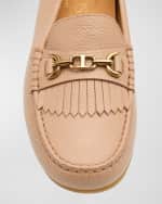Image 3 of 5: Tod's Leather T-Ring Kiltie Driver Loafers