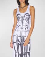Image 3 of 4: Jean Paul Gaultier Cage Corset Trompe Loeil Jersey Sleeveless Maxi Dress
