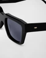 Image 3 of 4: KIMEZE Mahi Black Acetate Square Sunglasses