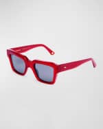 Image 4 of 4: KIMEZE Mahi Red Acetate Square Sunglasses