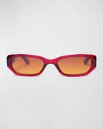 Image 1 of 5: KIMEZE Ore Pink Acetate Rectangle Sunglasses