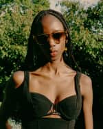 Image 5 of 5: KIMEZE Mahi Beige Acetate Square Sunglasses