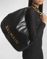 Image 3 of 6: Balmain 1945 Hobo Bag in Monogram Crinkled Leather