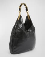 Image 4 of 6: Balmain 1945 Hobo Bag in Monogram Crinkled Leather