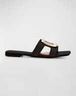Image 1 of 5: Roger Vivier Leather Buckle Flat Slide Sandals