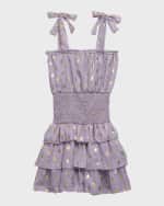 Image 6 of 8: Flowers by Zoe Girl's Metallic Dot Tiered Dress, Size 4-6
