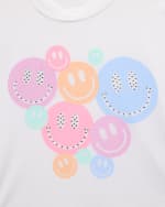Image 6 of 6: Flowers by Zoe Girl's Multicolor Happy Face T-Shirt, Size 4-6