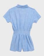 Image 5 of 6: Flowers by Zoe Girl's Terrycloth Romper, Size 4-6