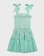 Image 5 of 6: Flowers by Zoe Girl's Floral Smocked Ruffle-Trim Dress, Size 4-6