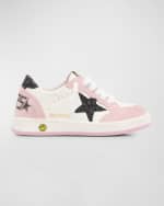 Image 1 of 5: Golden Goose Girl's Ballstar Leather Glitter Sneakers, Baby/Toddlers