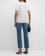 Image 4 of 5: Lafayette 148 New York Ribbed Crewneck Cotton T-Shirt