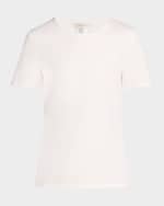 Image 1 of 5: Lafayette 148 New York Ribbed Crewneck Cotton T-Shirt
