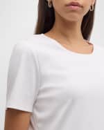 Image 5 of 5: Lafayette 148 New York Ribbed Crewneck Cotton T-Shirt