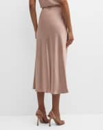 Image 4 of 6: Max Mara Editore Drawstring Satin Midi Skirt