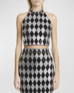 Image 3 of 7: Balmain Diamond Print Crystal Embellished Top