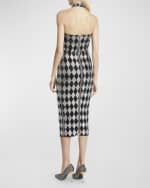 Image 3 of 6: Balmain Diamond Print Crystal Embellished Midi Skirt