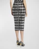 Image 4 of 6: Balmain Diamond Print Crystal Embellished Midi Skirt