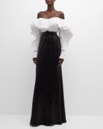 Image 2 of 6: Badgley Mischka Off-Shoulder Ruffle Sequin Shirt Gown
