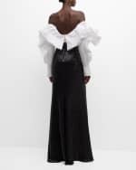 Image 4 of 6: Badgley Mischka Off-Shoulder Ruffle Sequin Shirt Gown