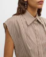 Image 6 of 7: Brandon Maxwell The Gabi Button-Front Shirt with Pleated Shoulder Detail