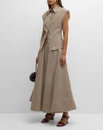 Image 5 of 6: Brandon Maxwell The Poppy Striped Maxi Skirt