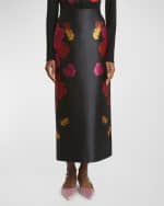 Image 2 of 6: Erdem Beaded Floral Silk Midi Pencil Skirt