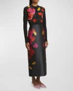 Image 5 of 6: Erdem Beaded Floral Silk Midi Pencil Skirt