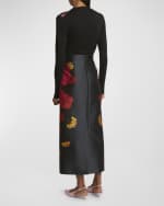 Image 3 of 6: Erdem Beaded Floral Silk Midi Pencil Skirt