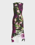 Image 1 of 6: Erdem Abstract Floral Midi Pencil Dress