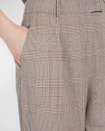 Image 4 of 4: Max Mara Studio Guelfi Pleated Cropped Plaid Pants