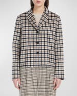Image 1 of 4: Max Mara Studio Gerona Check-Print Wool Jacket