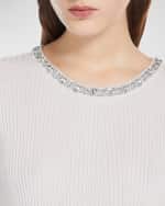 Image 4 of 4: Max Mara Studio Ribbed Crystal-Embellished Sweater